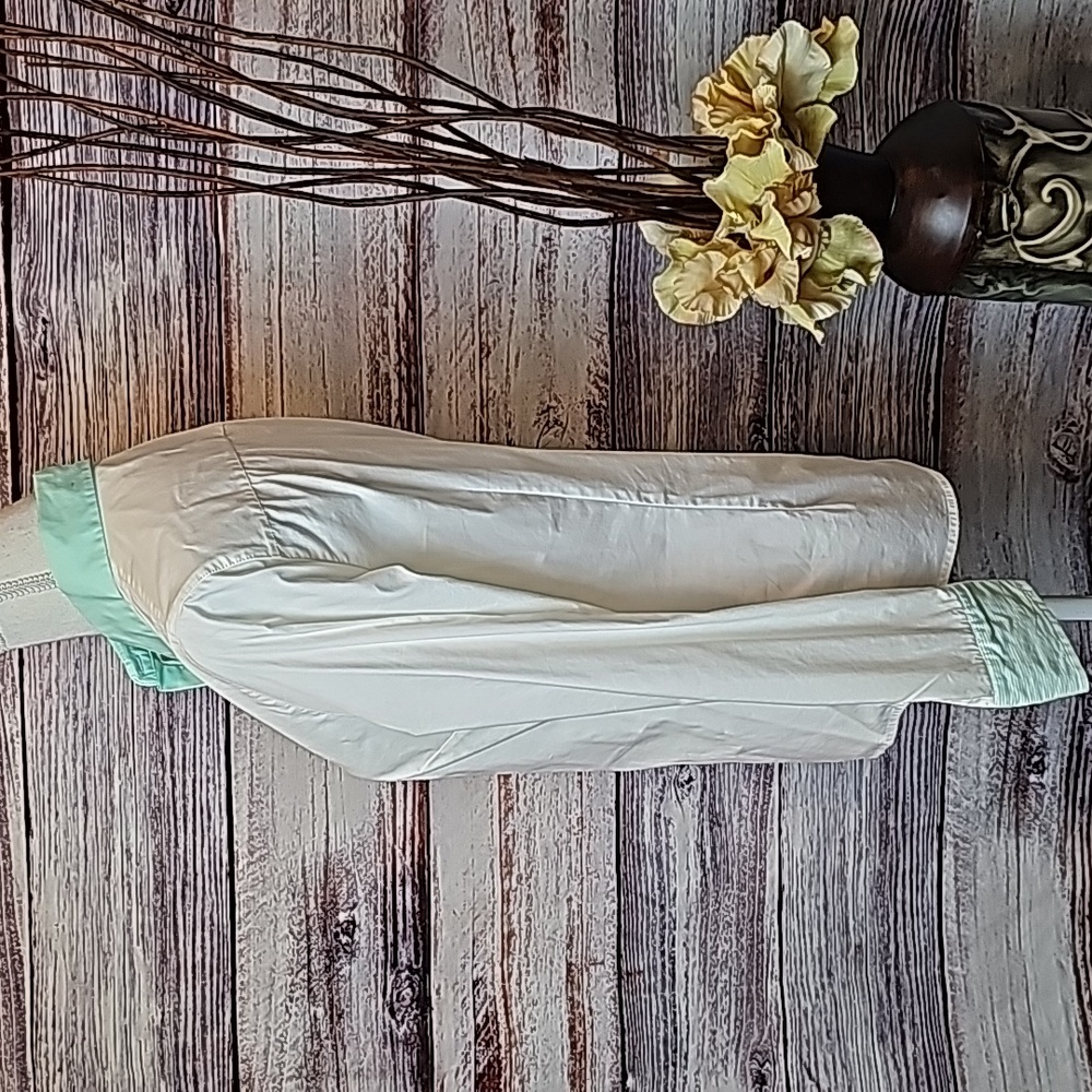 NEW TOMMY HILFIGER WHITE & GREEN LONG SLEEVE BUTTON-UP BLOUSE - Picture 7 of 16